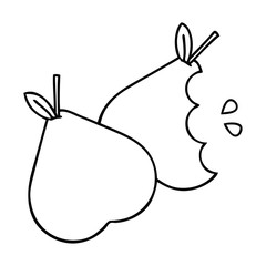 line drawing cartoon green pear