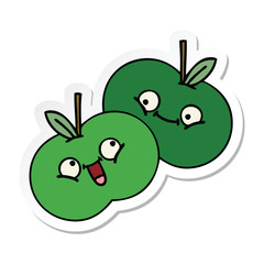 sticker of a cute cartoon apples