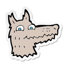 sticker of a cartoon wolf head