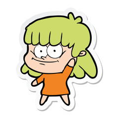 sticker of a cartoon girl smiling