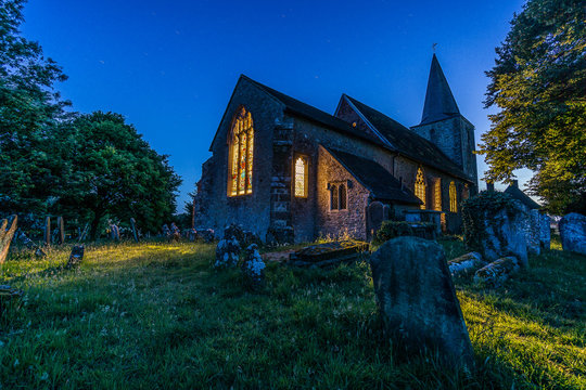 Pluckley Church At Night