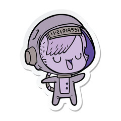 sticker of a cartoon astronaut woman