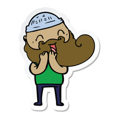 sticker of a happy bearded man laughing