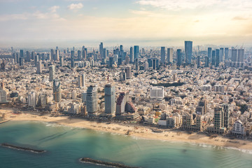 Tel Aviv, ISRAEL-February 24, 2019: Panoramic view of tel Aviv from Jaffa.