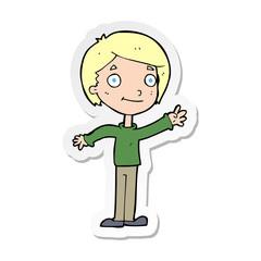 sticker of a cartoon happy boy