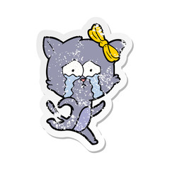 distressed sticker of a cartoon cat