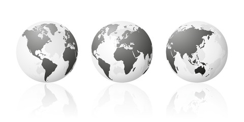 transparent world globe maps planet earth metallic silver set