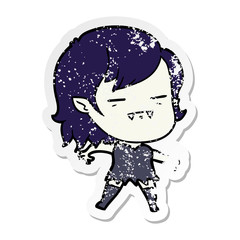distressed sticker of a cartoon undead vampire girl