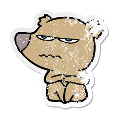 distressed sticker of a angry bear cartoon