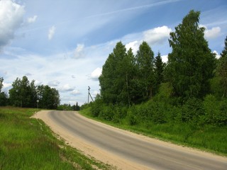 The road out of town, a steep climb and turn