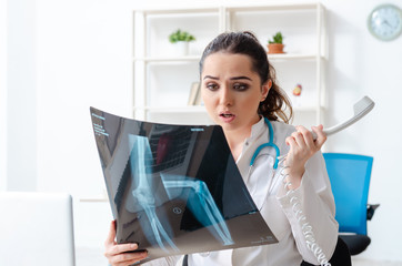 Young female doctor radiologist working in the clinic