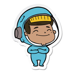 sticker of a happy cartoon astronaut