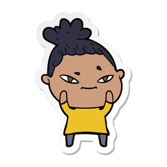 sticker of a cartoon woman