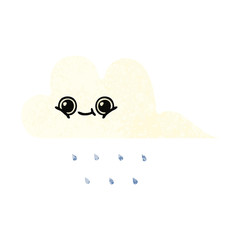 retro illustration style cartoon rain cloud