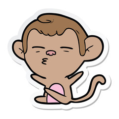 Obraz premium sticker of a cartoon suspicious monkey