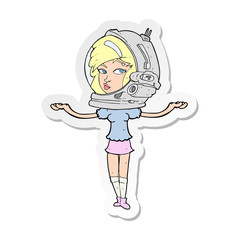 sticker of a cartoon woman wearing space helmet