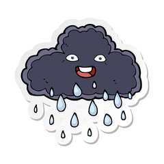 sticker of a cartoon raincloud