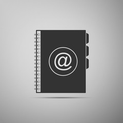 Address book icon isolated on grey background. Notebook, address, contact, directory, phone, telephone book icon. Flat design. Vector Illustration