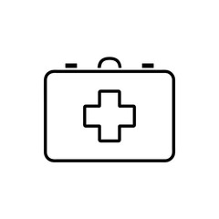Obraz premium Flat line monochrome first aid kit icon for web sites and apps. Minimal simple black and white first aid kit icon. Isolated vector black first aid kit icon on white background.