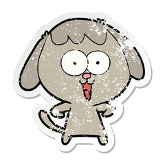 distressed sticker of a cute cartoon dog