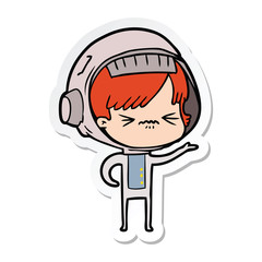 sticker of a cartoon astronaut woman
