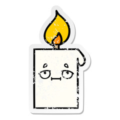 distressed sticker of a cute cartoon lit candle