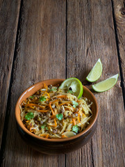 Red lentils with roasted cabbage and carrots. .