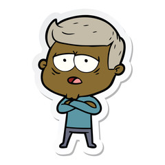 sticker of a cartoon tired man