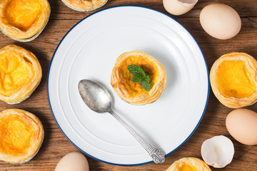 Egg tart, traditional Portuguese dessert,