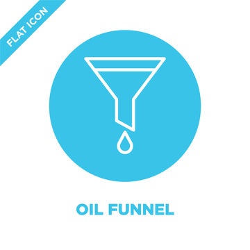 oil funnel icon vector. Thin line oil funnel outline icon vector illustration.oil funnel symbol for use on web and mobile apps, logo, print media.