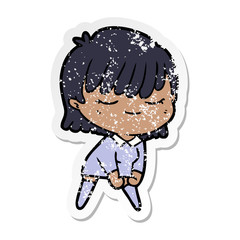 distressed sticker of a cartoon woman