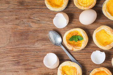 Egg tart, traditional Portuguese dessert,
