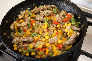 Meat with vegetables in Mexican