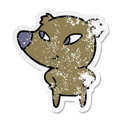 distressed sticker of a cute cartoon bear