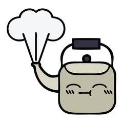 cute cartoon steaming kettle