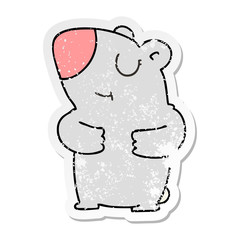 distressed sticker of a quirky hand drawn cartoon bear