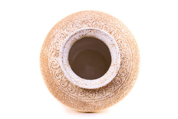 classic greek amphora lying sideways isolated on white background