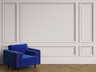 Armchair in classic interior with copy space