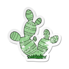 distressed sticker of a cartoon cactus