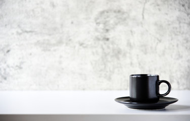 Black coffee cup on work table,Copy space
