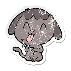 distressed sticker of a cute cartoon dog