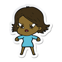 sticker of a cartoon stressed woman