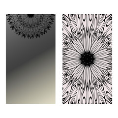 Yoga Card Template With Mandala Pattern. For Business Card, Fitness Center, Meditation Class. Vector Illustration. Black grey color