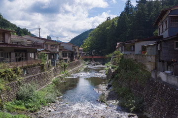 Fototapeta na wymiar River close to Dorogawa Onsen in the Mitarai ravine Nara,Japan.