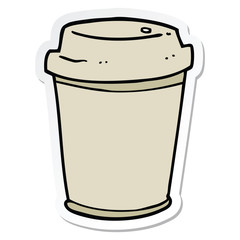 sticker of a cartoon takeout coffee cup
