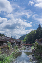 Fototapeta na wymiar River close to Dorogawa Onsen in the Mitarai ravine Nara,Japan.
