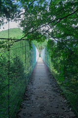 Fototapeta premium The suspension bridge of Karigane,Totsukawa, Nara Japan.