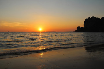 Beautiful view of the Andaman Sea at sunset. Thailand.