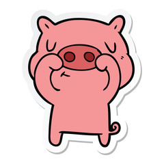 sticker of a cartoon content pig