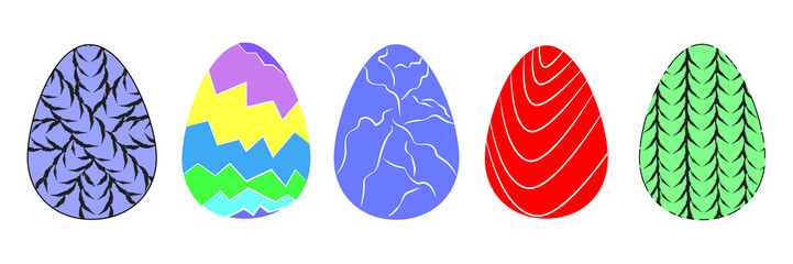 A modern set of decorative painted Easter egg icons.